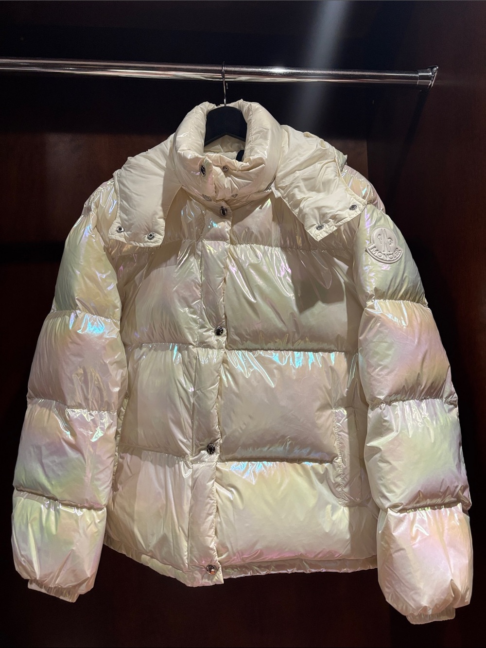Moncler Iridescent Pearl-White Puffer Jacket